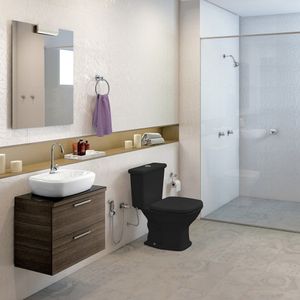 Conjunto Acoplado com Acionamento Duplo 3|6 Litros e Kit de Instalação Fit Plus Preto  - 1667230020300 - Celite
