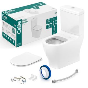 Conjunto Acoplado com Acionamento Duplo 3|6 Litros e Kit de Instalação Slim Branco - 1327230010300- Celite