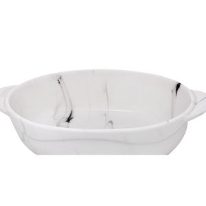 Travessa Com Alça Hauskraft Porcelana Branca Com Cinza 17,5cm