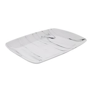 Travessa Hauskraft Retangular Marble Porcelana Branco Com Cinza 30,4cm