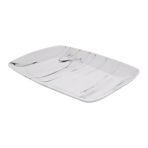 Travessa Hauskraft Retangular Marble Porcelana Branco Com Cinza 30,4cm