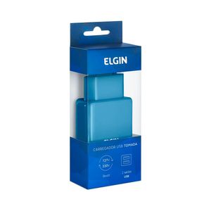 Carregador de Tomada Elgin USB Com 2 Saídas Azul Bivolt