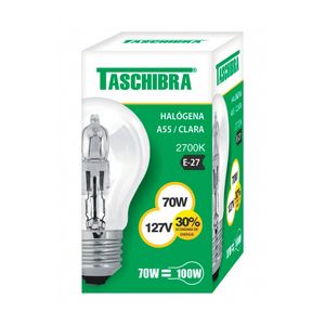 Lâmpada Halógena A55 70W E27 Luz Amarela 2700K 220V - Taschibra