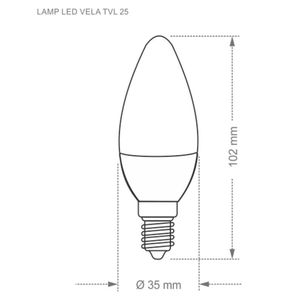 Lâmpada LED Vela Clara TVL250 3,1W E14 Luz Branca 6500K - Taschibra