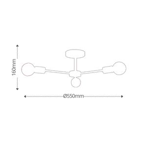 Plafon Cyber-3 120W 3XE27 - 15050917 - Taschibra