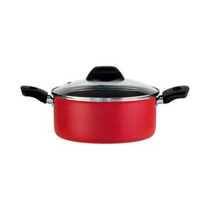 Caçarola Em Alumínio Com Tampa De Vidro Enjoy Vermelha 22Cm - Alegrete