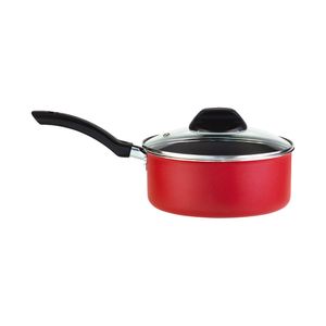 Panela de Alumínio Alegrete 18 CM Enjoy com Tampa de Vidro Vermelho