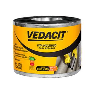 Fita Asfáltica Multiúso Aluminizada Autoadesiva 10CMX10M - Vedacit