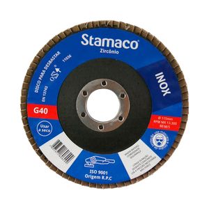 Disco de Lixa Flap Stamaco para Inox Grão 40 115 X 22 MM