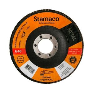 Disco de Lixa Flap Stamaco Pacman Metalur G40 115X22Mm