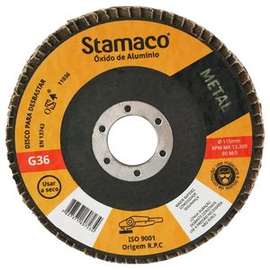 Disco de Lixa Flap Stamaco Pacman Metalur G36 115X22Mm