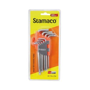 Jogo de Chaves Torx Stamaco ZHA02 T10 a T50 9 Peças