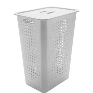 Cesto de Roupas com Tampa Branco 47L - Ou
