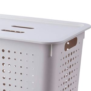 Cesto de Roupas com Tampa Branco 47L - Ou