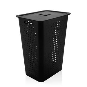 Cesto de Roupas com Tampa Preto 47L - Ou