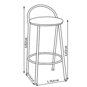 Banco em Aço com Encosto Paris Cromado e Preto 67CM - Metalnew