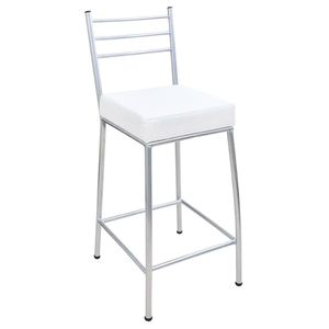 Banco em Aço com Encosto Paris Branco 75CM - Metalnew