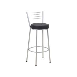 Banco em Aço com Encosto Roma Cromado e Preto 75CM - Metalnew