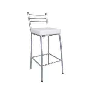 Banco em Aço com Encosto Paris Branco 60CM - Metalnew