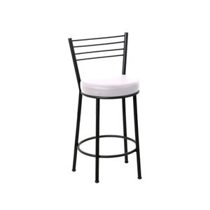 Banco em Aço com Encosto Roma Cromado e Branco 60CM - Metalnew