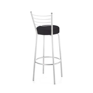 Banco em Aço com Encosto Roma Cromado e Preto 75CM - Metalnew