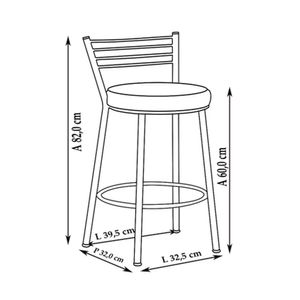 Banco em Aço com Encosto Roma Cromado e Branco 60CM - Metalnew