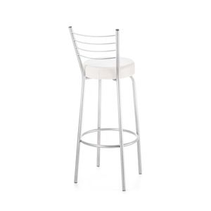Banco em Aço com Encosto Roma Cromado e Branco 75CM - Metalnew