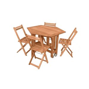 Mesa de Madeira Sextavada com 4 Cadeiras Lyptus - Metalnew