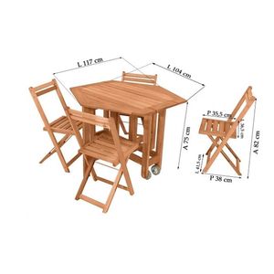 Mesa de Madeira Sextavada com 4 Cadeiras Lyptus - Metalnew