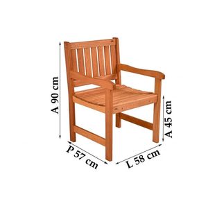 Cadeira de Madeira para Jardim Lyptus 58CM - Metalnew