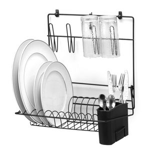 Escorredor De Parede Com Porta Talher Cook Home Preto 32Cm - Arthi