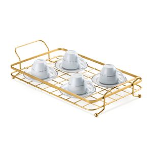 Bandeja Para Servir Black Dourado 48X25X9Cm - Arthi