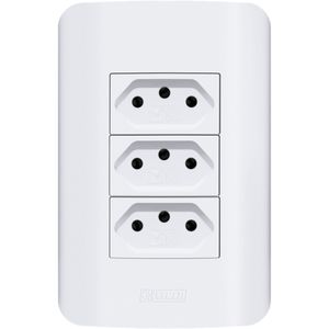 Tomada Romazi Canoa 4x2 3Seção 10A 250V Branca