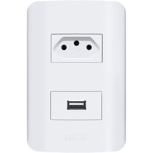 Tomada Romazi Canoa 4x2 USB 2.5A 250V Branca