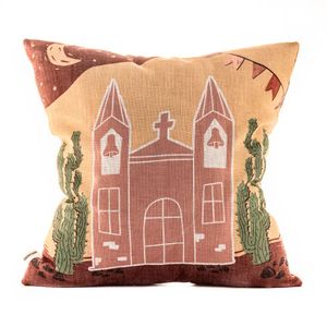 Almofada Decorativa Cordel Cactus Igreja Velveteen 45X45CM - Speciatta
