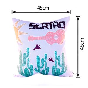 Almofada Decorativa Cordel Cactus Sertão Velveteen 45X45CM - Speciatta
