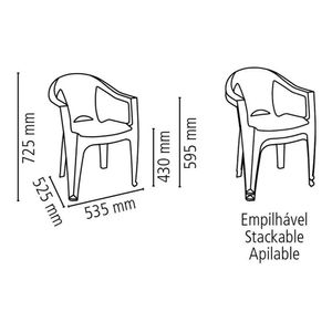 Cadeira Plástica com Braço Iguape Branco - 92221010 - Tramontina