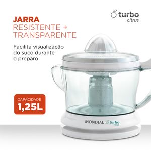 Espremedor de Laranja Citrus Turbo Branco 1,25 Litros 220V 25W - E-01 - Mondial