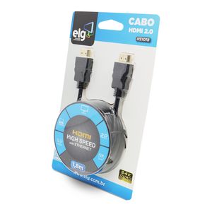 Kit Cabo Elg Hdmi Hs1018 1.80 Metros Preto
