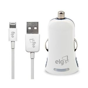 Carregador Veicular + Cabo Lightning ELG KT810C1 Branco