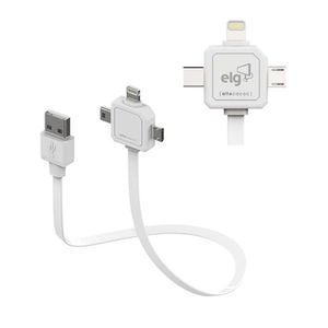 Cabo 3 em 1 para Recarga e Sincronização Apple Lightning ELG Micro USB Mini USB 80cm