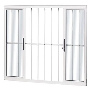 Janela de Correr MGM Soft 4 Folhas Vidro Liso com Grade 100X120CM Branco