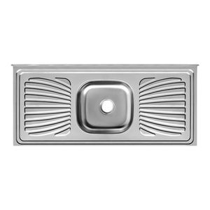 Balcão Forminox Monobloco 430 com 1 Cuba Retangular/Escorredor 100x53x11cm Inox