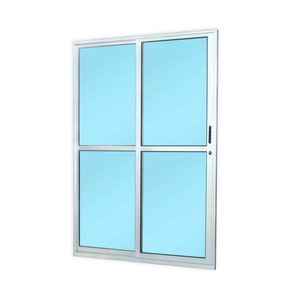 Porta de Alumínio de Correr com 2 Folhas de Vidro Liso Abertura para Direita Sólida Branco 210x160 - MGM
