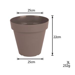 Vaso para Plantas em Polietileno Sampa Taupe 25X22CM - I.SAMP.025.022.34 - Vasart