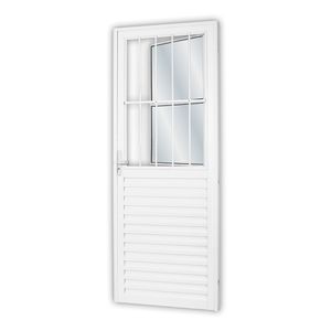 Porta Mgm Giro Mista 210x90 Esquerda Vidro Liso C/postigo Br