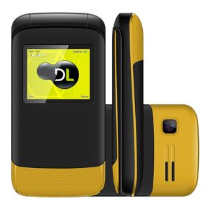 Telefone Celular Flip DL YC230AMA Dual Sim Rádio FM Preto e Amarelo