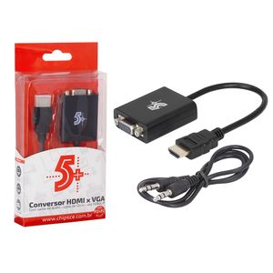 Conversor 5 de Video HDMI Para VGA Saida R / L com Cabo P2ST 220V