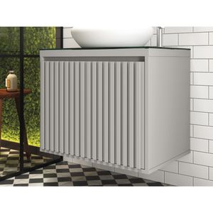 Gabinete Ripado 60 C/Tampo De Vidro Cinza Matt G57T Matt Astral Design