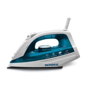 Ferro de Passar a Vapor Mondial com Base Antiaderente e Vapor Extra F-32 220V 1200W Azul/Branco